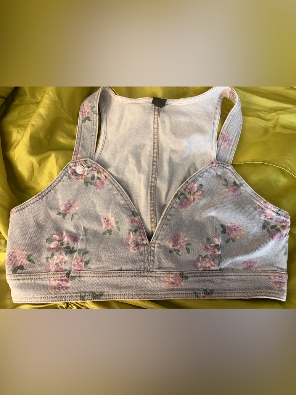 wild fable Pink Floral Denim Crop Vest